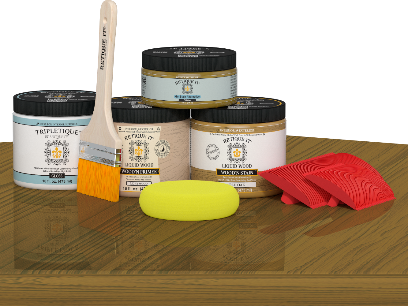 Retique It® Old Oak stain countertop kit for kitchen islands, featuring wood surface with a natural oak finish.