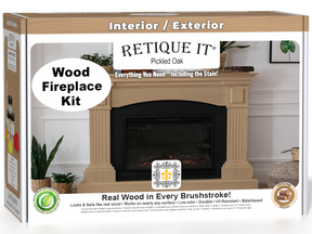 Retique It Fireplace Wood'n Finish Kit in Pickled Oak stain, full fireplace stain set with wood finish products.
