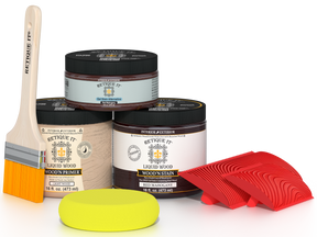 Retique It® Wood'n Finish Kit in Red Mahogany, multi-purpose wood finish kit with applicator and sample swatches.