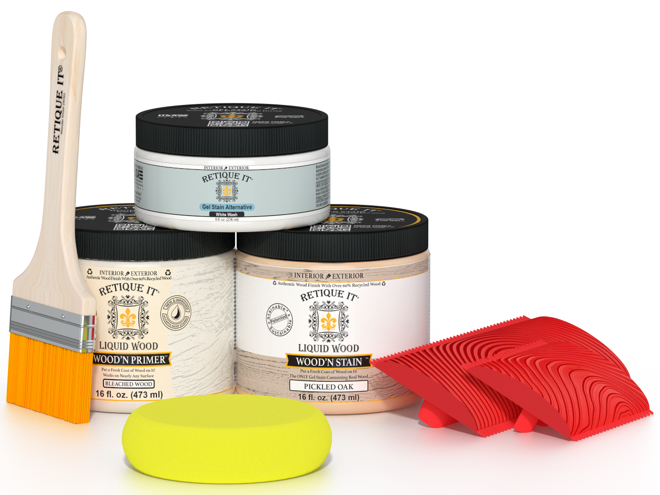 Retique It Wood'n Finish Kit for fireplaces in sun-bleached color, includes wood finish components for full fireplace application.