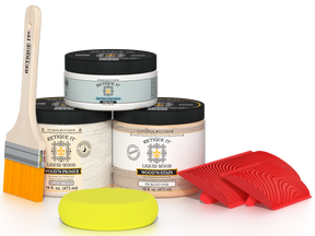 Retique It Wood'n Finish Kit for fireplaces in sun-bleached color, includes wood finish components for full fireplace application.