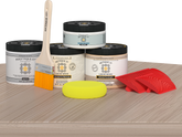 Sun-bleached Multi-purpose Wood'n Kit by Retique It® with exterior top coat, displayed on a table for wood finishing projects.