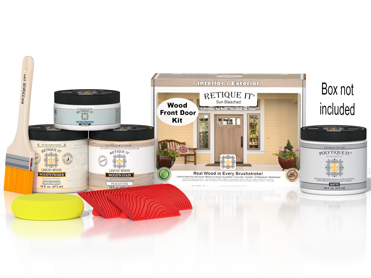 Wood'n Finish Front Door Kit - Sun Bleached — Matte kit contents with door box