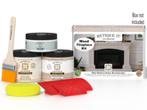 Retique It Wood'n Finish Kit for full fireplace in Sun Bleached, includes wood stain and finishing tools, with packaging box visible.