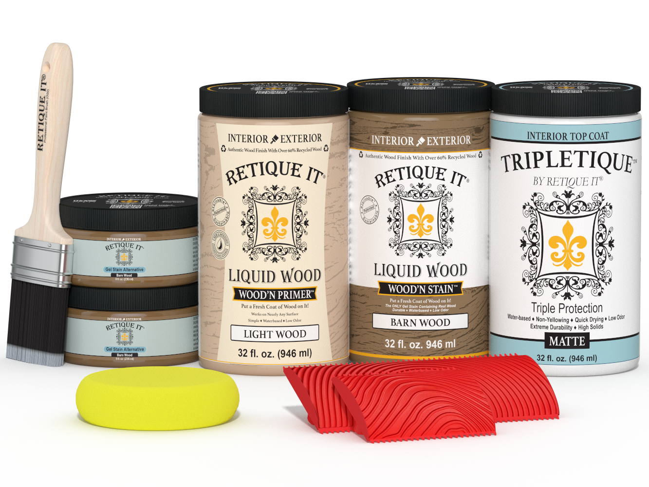 Retique It® Barn Wood countertop kit featuring stains, matte finish, designed for full kitchen countertops with rustic wood look.