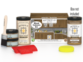 Retique It® Wood'n Cabinet Kit with 12 barn wood stained, grained cabinet doors showing natural wood texture and finish.