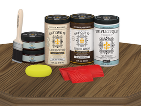 Large Black Walnut Wood'n Finish Kit by Retique It® for interior top coats, shown with wood surface and matte finish.