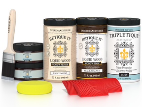 Large Black Walnut Wood'n Finish Kit by Retique It® with satin interior top coat for multi-purpose wood finishing projects.