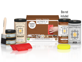 Large Cedar Wood'n Finish Kit by Retique It® with exterior top coat for outdoor wood projects and protection.
