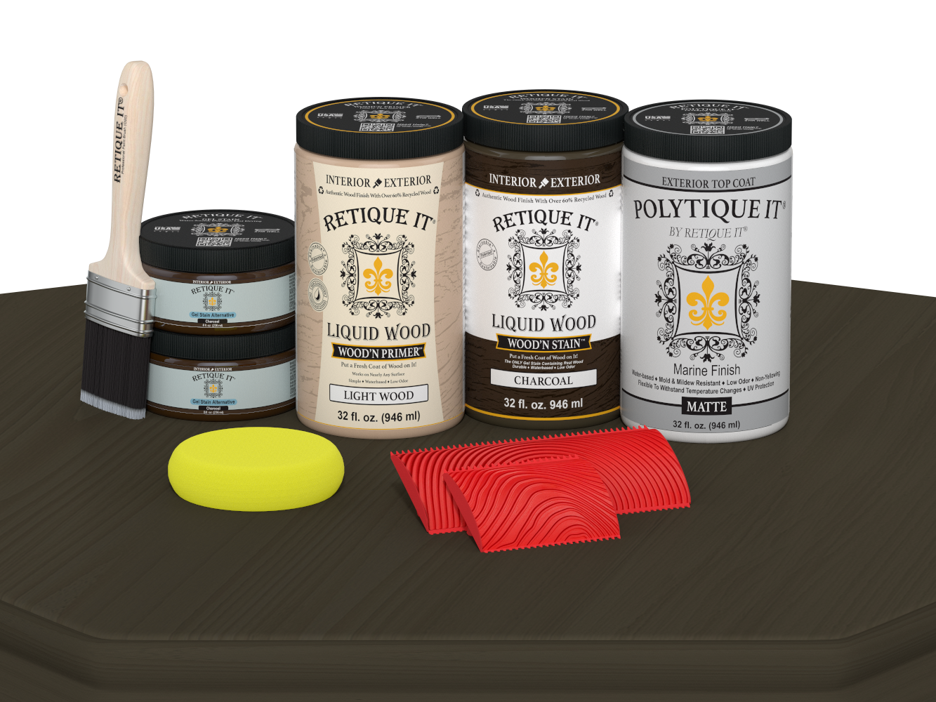 Wood'n Finish Front Door Kit (Double) - Charcoal — Matte kit contents