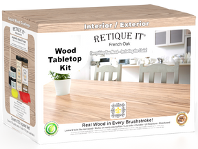 Retique It Wood'n Finish Kit French Oak stain set with four large bottles for tabletop wood finishing and refinishing.