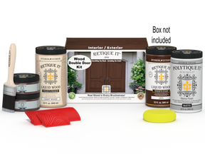 Wood'n Finish Front Door Kit (Double) - Java — Matte kit contents with door box