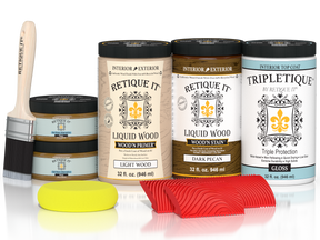 Large Dark Pecan Wood'n Finish Kit by Retique It® for interior top coat, includes wood stain and finish components in a comprehensive kit.