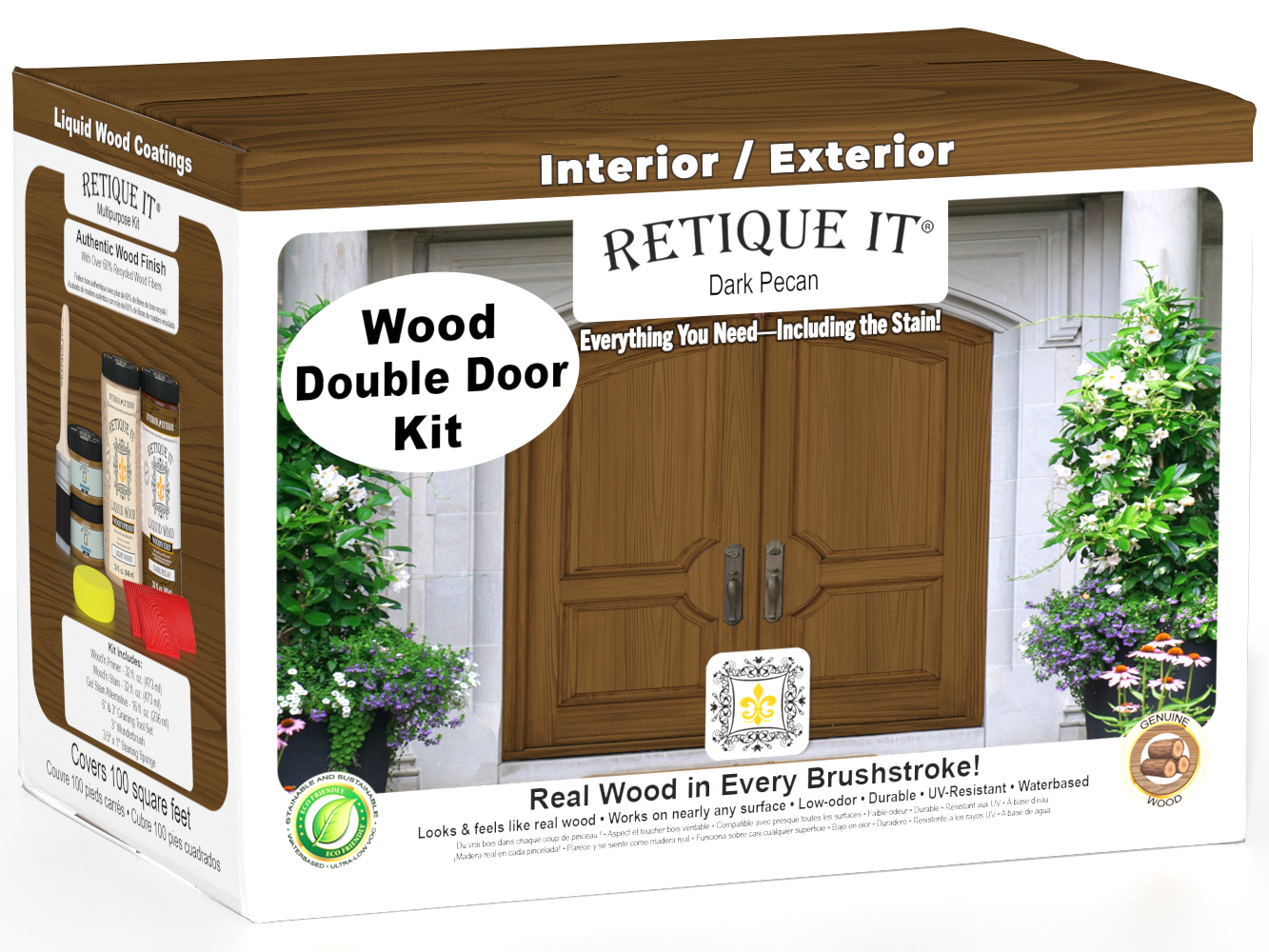 Wood'n Finish Front Door Kit (Double) - Dark Pecan — box hero