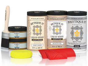 Large Multi-purpose Wood'n Kit by Retique It® in Pickled Oak finish, includes exterior top coat for wood projects.