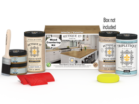 Retique It® pickled oak countertop kit stain, showcasing the natural wood grain and full kitchen countertop application.