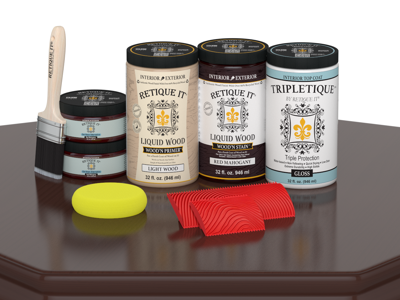 Large Wood'n Kit by Retique It® in Red Mahogany finish, featuring interior top coat for wood furniture and surfaces.