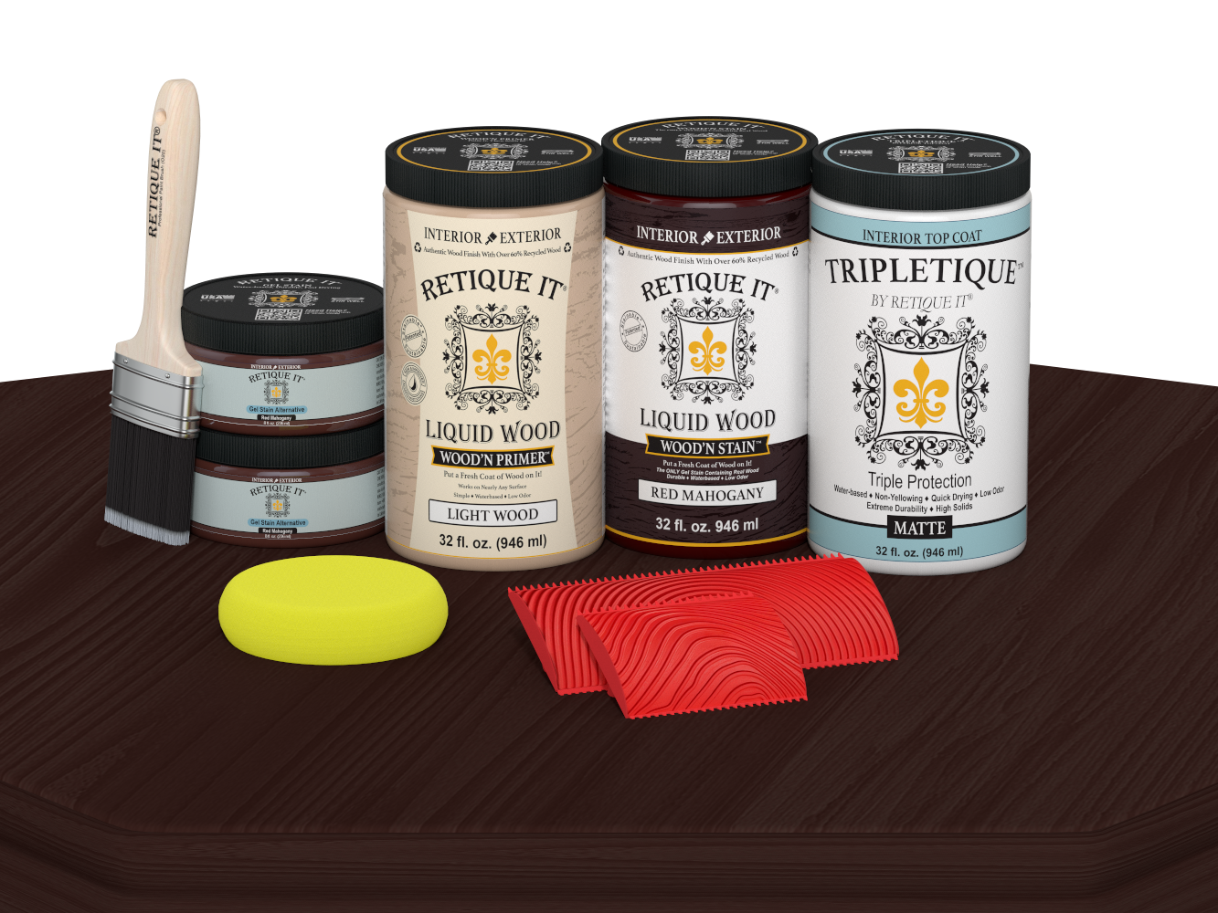 Retique It® Wood'n Cabinet Kit with 12 grained red mahogany stain doors, matte finish, suitable for cabinetry.