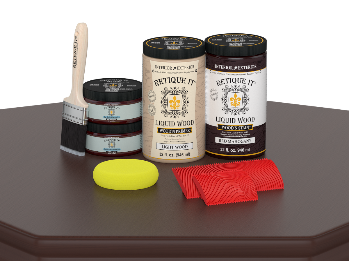 Large Red Mahogany Wood'n Finish Kit by Retique It for multi-purpose woodworking and furniture finishing projects.
