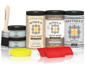 Large Weathered Wood Multi-purpose Wood'n Kit by Retique It® with glossy exterior top coat, ideal for wood finishing projects.