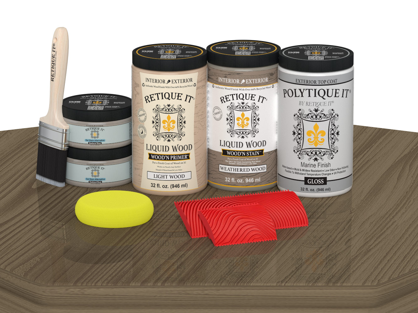 Wood'n Finish Front Door Kit (Double) - Weathered Wood — Gloss kit contents