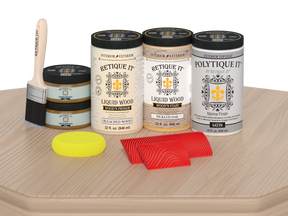 Large White Oak Wood'n Finish Kit by Retique It® with satin exterior top coat on a table surface.