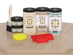 Large White Oak Wood'n Finish Kit by Retique It® for interior top coating, includes applicator tools and gloss finish for woodworking projects.