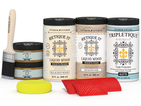 Large White Oak Wood'n Finish Kit by Retique It® with interior top coat in matte finish, for multi-purpose wood finishing projects.