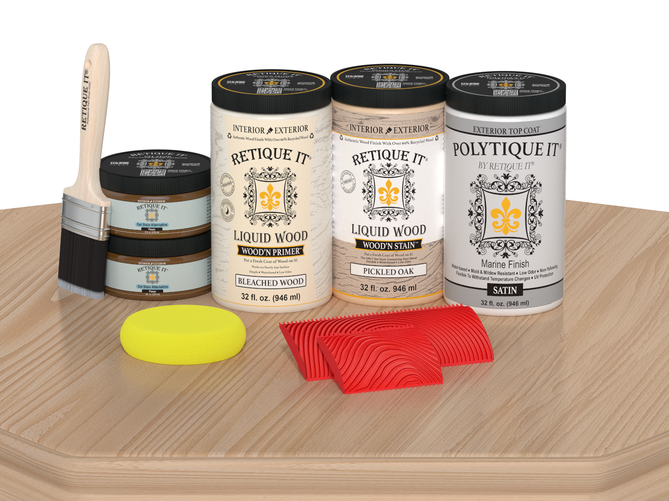 Wood'n Finish Front Door Kit (Double) - White Oak — Satin kit contents