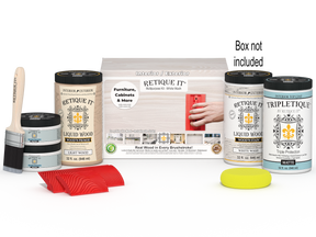 Large White Wash Wood'n Finish Kit by Retique It® for interior wood projects, includes top coat and application tools.