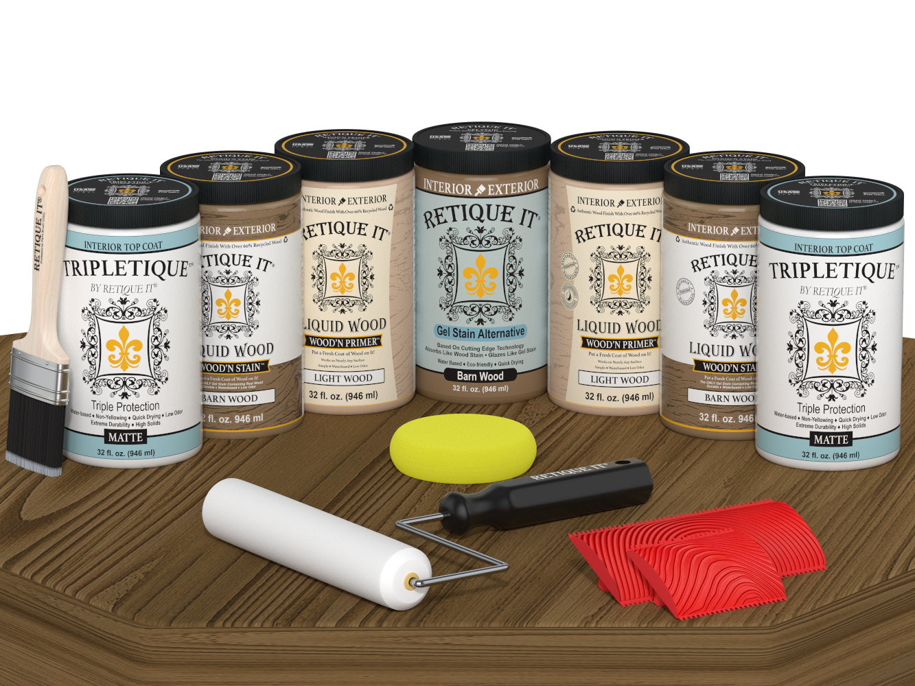 Retique It Wood'n Cabinet Kit with barn wood stained finish, matte grain texture, featuring 24 doors on a table.