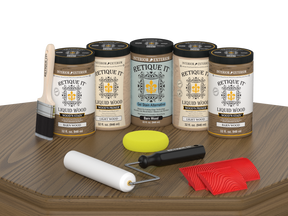 Retique It® Wood'n Cabinet Kit with 24 barn wood grain stained cabinet doors, showcasing rustic barn wood finish and textured surface.