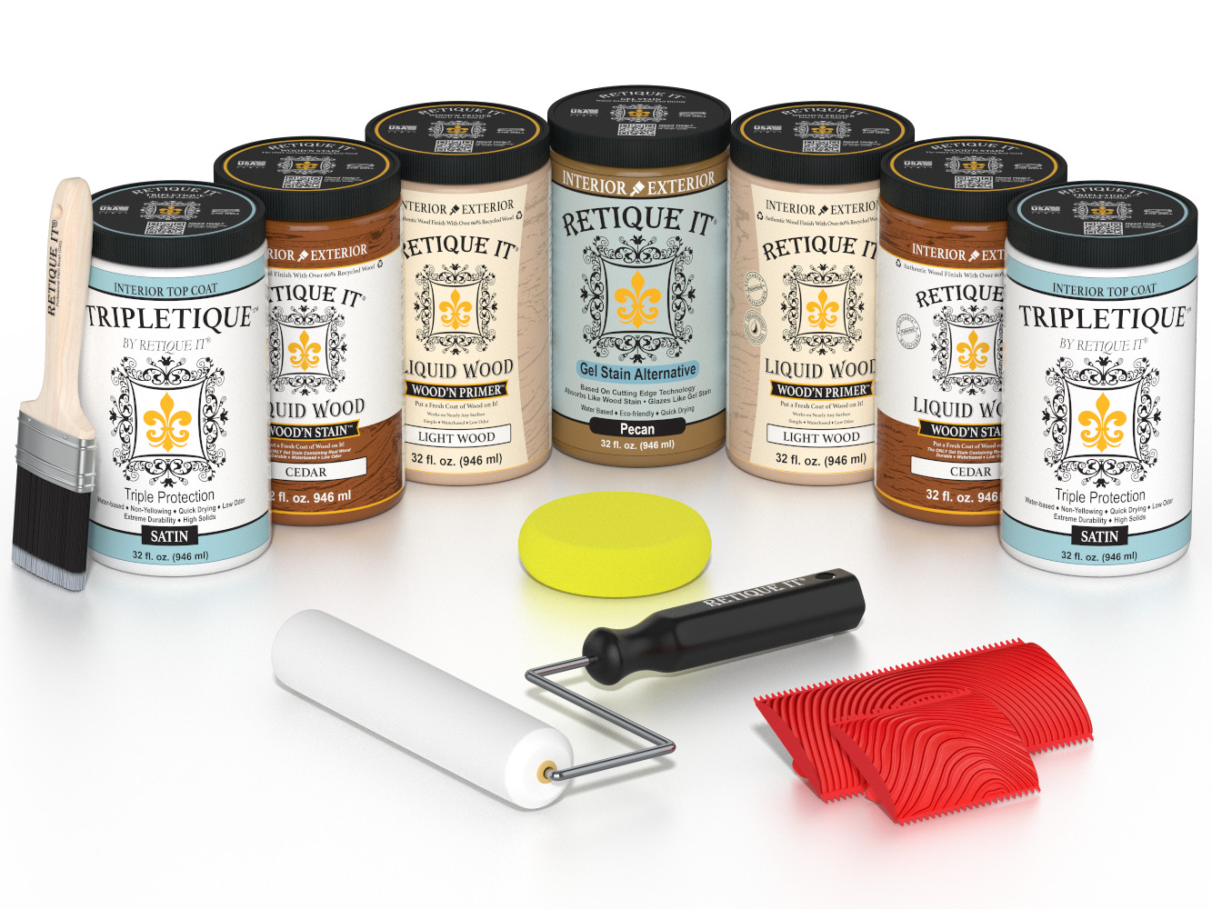 Retique It® Wood'n Cabinet Kit with cedar grain, 24 door stain, satin finish, for cabinetry and furniture enhancement.