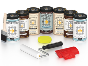 Retique It® Wood'n Cabinet Kit Java stain with 24 grained cabinet doors, satin finish, showcasing wood grain detail.