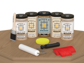 Retique It® Wood'n Cabinet Kit with pickled oak stain, 24 grained cabinet doors displayed on a table.