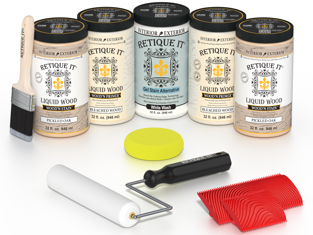 Retique It Wood'n Cabinet Kit with 24 grained sun-bleached finish applied to cabinet doors, demonstrating light, weathered wood texture.