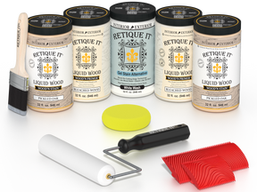 Retique It Wood'n Cabinet Kit with 24 grained sun-bleached finish applied to cabinet doors, demonstrating light, weathered wood texture.
