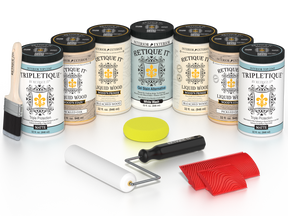 Retique It Wood'n Cabinet Kit with 24 grained, sun-bleached wood finish, matte surface, for cabinet renovation and restoration.