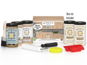 Retique It® Wood'n Cabinet Kit in White Oak stain, 24 door grained cabinet doors with natural wood finish.