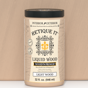 Swatch of Liquid Wood Wood'n Primer in Light Wood color by Retique It®, 32 fl oz primer for wood furniture and crafts.