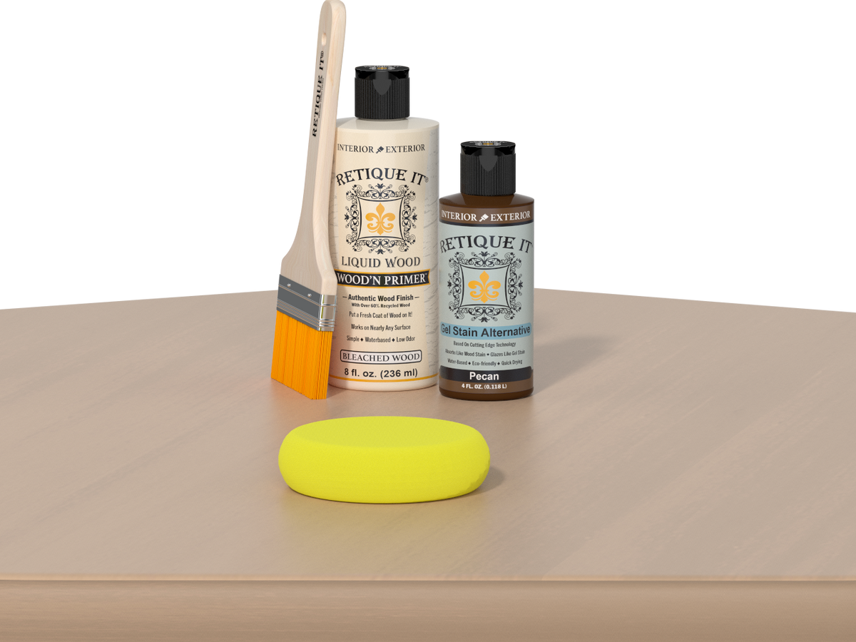 Retique It® Wood'n Finish Kits Multi-purpose Smooth Finish Kit in White Oak, showing a wooden table with a smooth, polished surface.