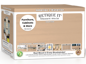 Retique It Wood'n Finish Kits White Oak exterior top coat with four large containers in a multi-purpose smooth finish kit.