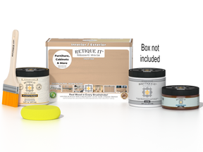 Retique It Multi-purpose Smooth Finish Kit in White Oak for exterior top coat, includes wood finish and application tools.
