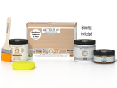 Retique It wood finish kit in white oak for exterior top coat, includes applicator brush and finishing supplies.