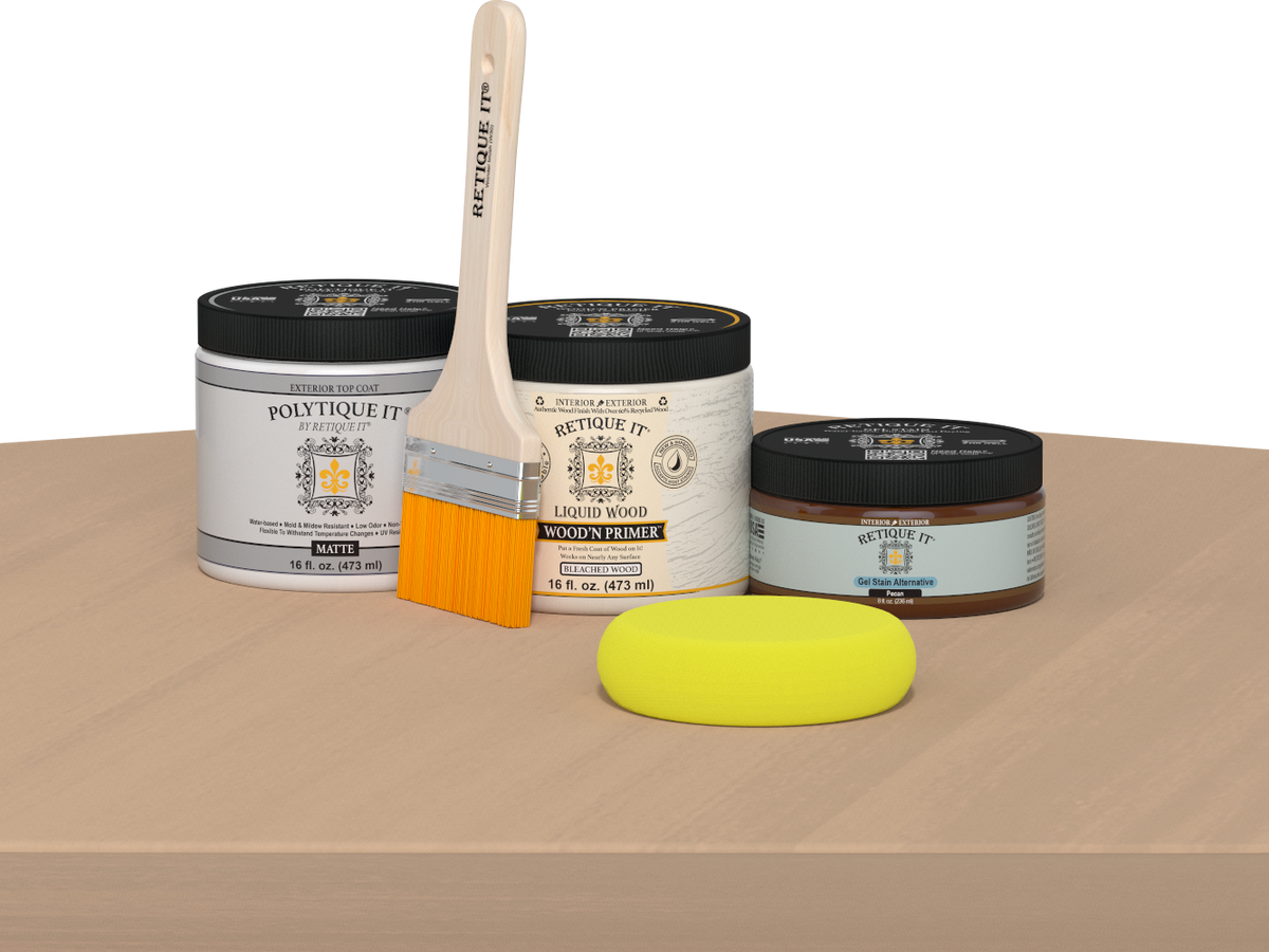 Retique It® White Oak Multi-purpose Smooth Finish Kit for exterior wood with matte top coat, part of Wood'n Finish Kits collection.