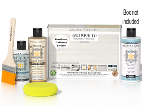 Retique It® Wood'n Finish Kits white wash interior top coat in a multi-purpose smooth finish kit with a box.
