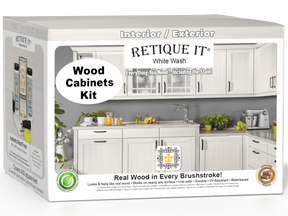 Retique It® Wood'n Cabinet Kit with 48 white wash doors, smooth finish, stainable wood cabinets for kitchen or bathroom.