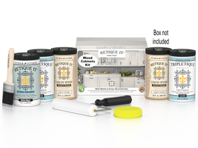 Retique It Wood'n Cabinet Kit with 24 white wash doors and smooth finish, ideal for kitchen or bathroom cabinetry.