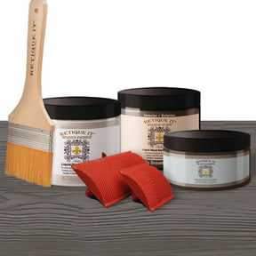 Retique It Wood'n Finish Kit in Harbor Gray, medium-sized wood finish set with gel components and applicator tools.