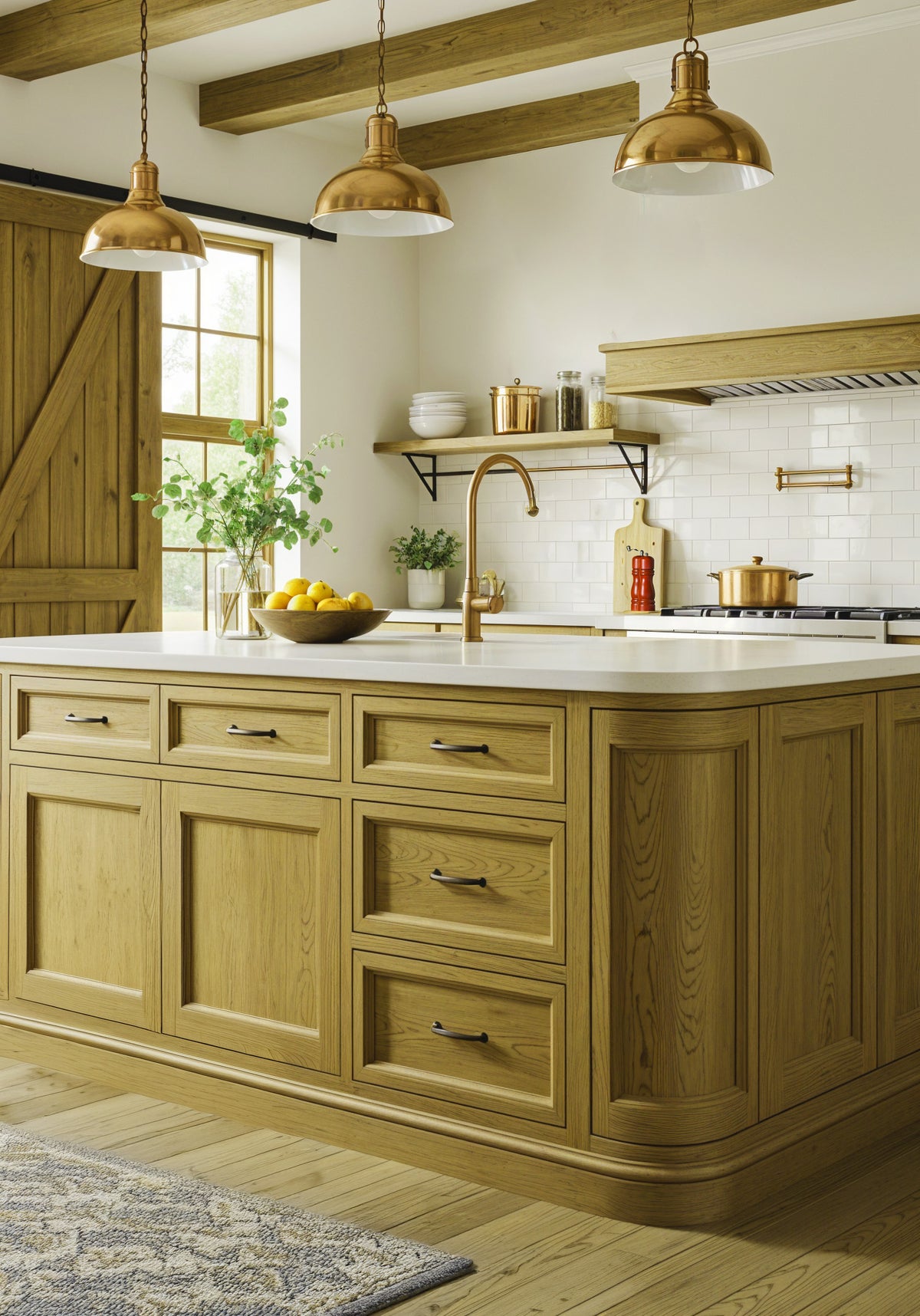 Large Old Oak Wood'n Finish Kit by Retique It for multi-purpose wood projects, shown with a barnwood-style kitchen island.
